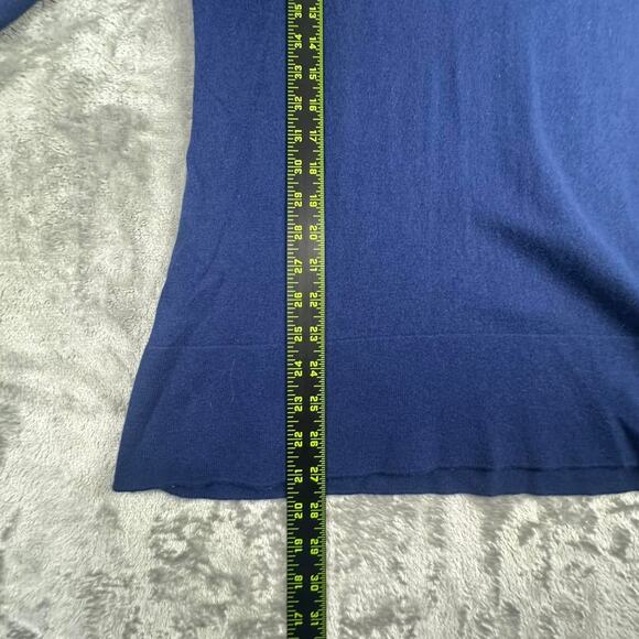 Vintage Caslon Navy Blue Ribbed Knit Turtleneck Sweater Size Large - Picture 4 of 5